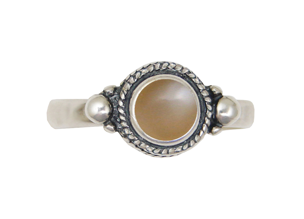 Sterling Silver Ring With Peach Moonstone Size 8